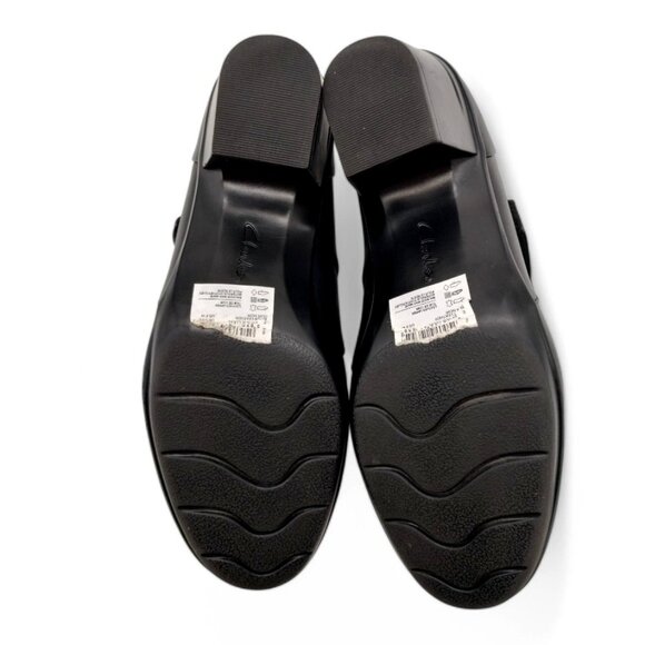 Clarks Women's Size 8 Wide Black Emslie Lulin Mary Jane Chunky Block Heel Pumps - Picture 15 of 16